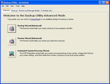 Backup Utility dialog box