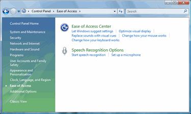 Get started with speech recognition from the Ease of Access page