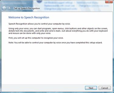 The Speech Recognition Wizard helps you prepare your computer for dictation