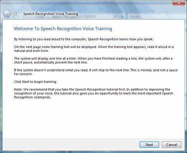 Use the Speech Recognition Voice Training exercise to improve your computer's chances of full comprehension