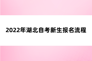 2022年湖北自考新生报名流程